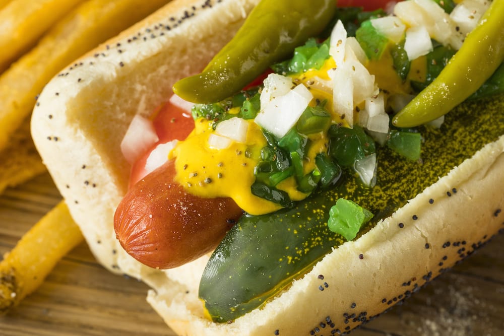 Closeup-of-Chicago-style-hot-dog-192761942_xl-2015 How to Make a Chicago-Style Hot Dog